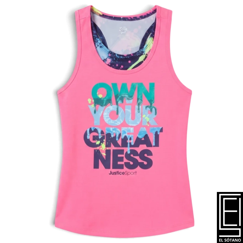 Franelilla Justice Sport Jsprt 2-Fer Tank Dppink