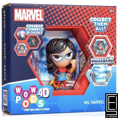 Juguete Guau Pods 4D Marvel - Ms Marvel - Fondo 4D Inmersivo