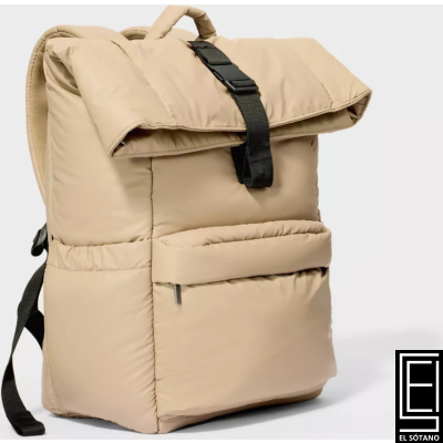 Mochila Morral Bolso Acolchada De 16 Pulgadas Marca Open Story Resistente Al Agua Color Beige