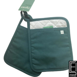 Agarraderas Con Agarre De Silicona Bolsillo Y Presilla Para Colgar Color Verde Oscuro Figmint - Paquete De 2