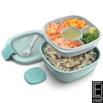 Lonchera Porta Comida Recipiente Apilable Para Ensalada Bentgo Con Tazón Grande De 16 Litros Bandeja De 4 Compartimentos Y Tenedor Incorporado