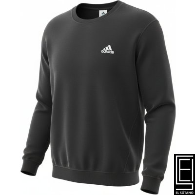 Sueter Adidas Essentials Fleece Negra Con Cuello Redondo