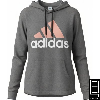 Sueter Adidas Essentials Gris Logo Rosa Vieja