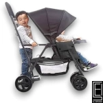 Coche Joovy Caboose Sit And Stand Double Stroller Cuenta Con Un Asiento Delantero Reclinable Y Una Plataforma Con Banco Trasero