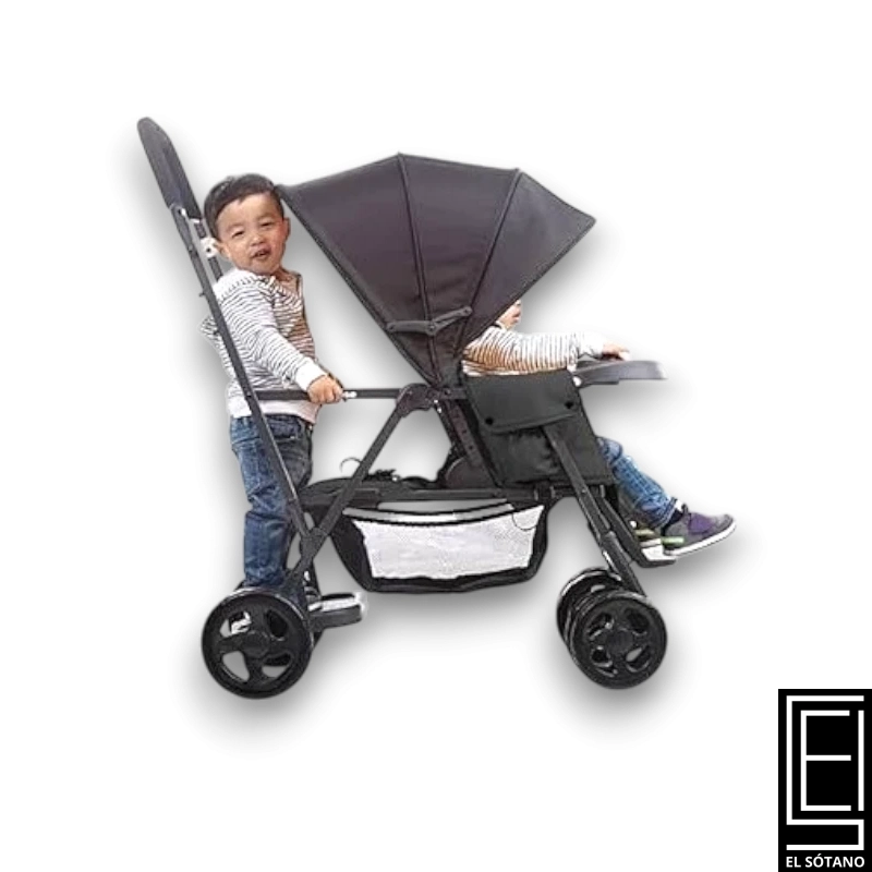 Coche Joovy Caboose Sit And Stand Double Stroller Cuenta Con Un Asiento Delantero Reclinable Y Una Plataforma Con Banco Trasero