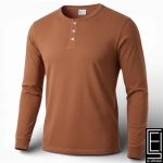 Camisa Land End Henley De Manga Larga En Color Marrón Claro