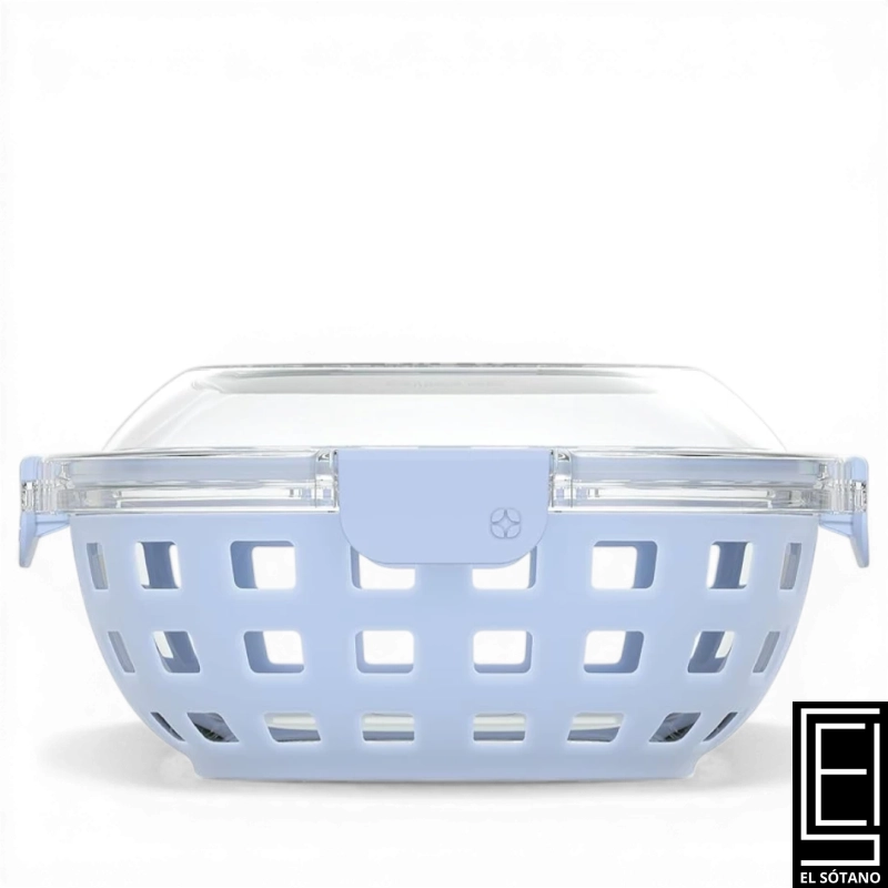 El Contenedor De Almacenamiento De Alimentos Ello Duraglass De 5 Tazas Cuenta Con Una Funda Protectora De Silicona Y Una Tapa Hermética Con Cierre