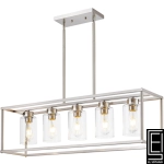 Lámpara Colgante Rectangular 5 Luces Níquel