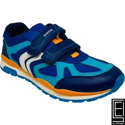 Zapatos Geox Pavel Junior Azul Rey Naranja