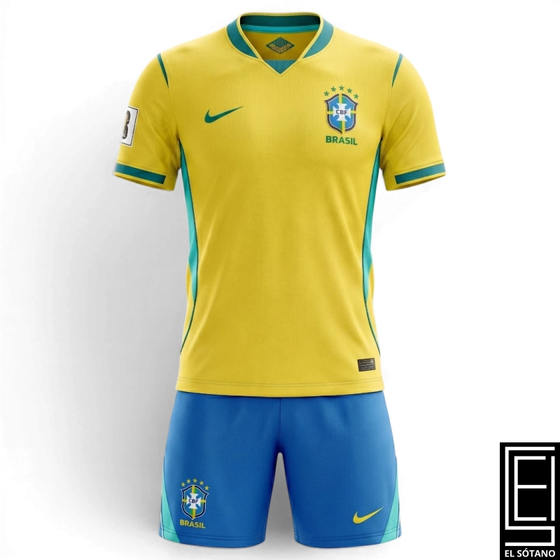 Franela Short Conjunto Mundial De Futbol Jugador Brasil