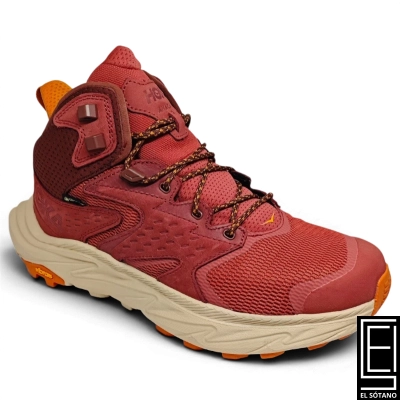 Botas Hoka Anacapa 2 Mid Gtx En Color Hot Sauce Reconocibles Por Su Parte Superior De Nobuk Rojo Y Suela Vibram Senderismo