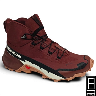 Zapatos Botas Salomon Cross Hike 2 Mid Gore-Tex Cuenta Con Un Diseño De Caña Media En Color Burdeos Senderismo