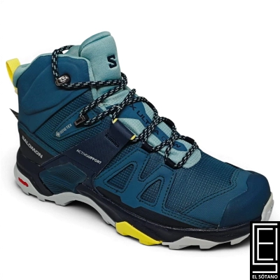 Zapatos Botas Salomon X Ultra 4 Mid Gtx Reconocibles Por Su Caña Media Y Detalles En Amarillo Senderismo
